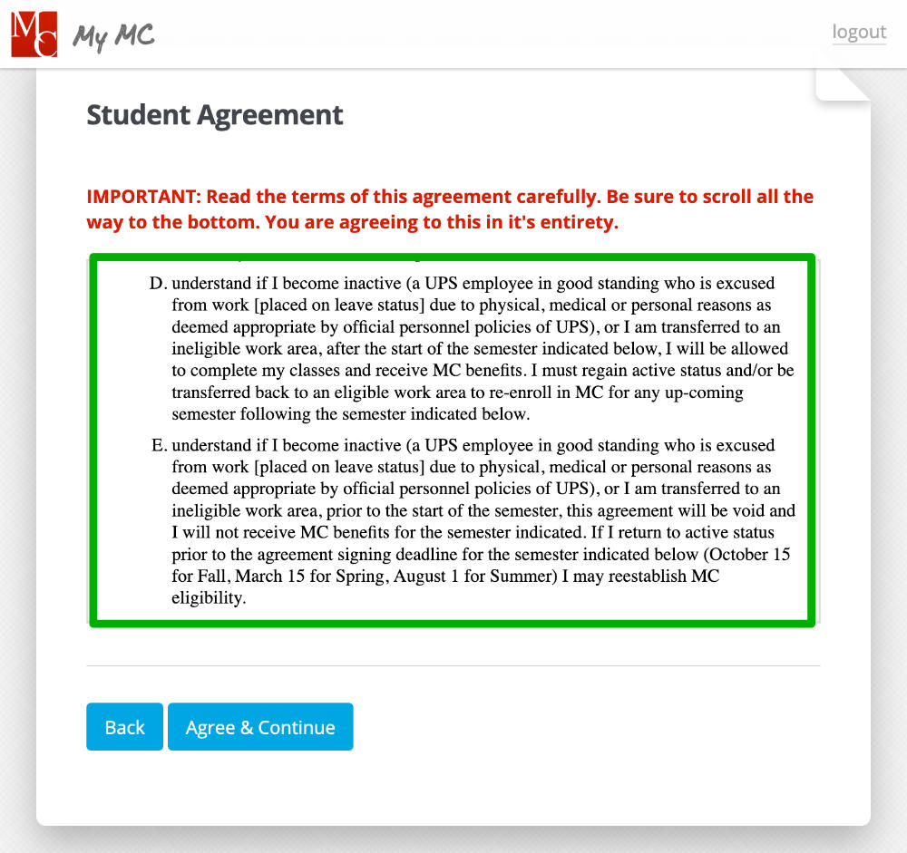 Screenshot of agreement terms 4D-E