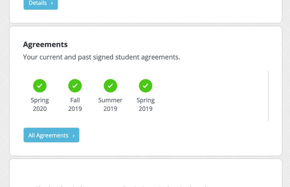 MyMC page with agreements highlighted