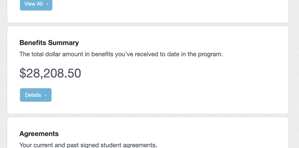 MyMC page with benefits summary highlighted